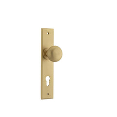 Door Knob Cambridge Chamfered Euro Brushed Brass