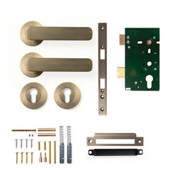 Momo Aspen Lever Mortice Entrance Set - Dark Brushed Brass