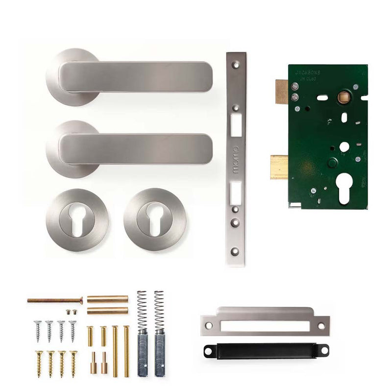 Momo Aspen Lever Mortice Entrance Set - Dull Brushed Nickel