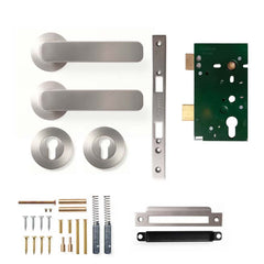 Momo Aspen Lever Mortice Entrance Set - Dull Brushed Nickel