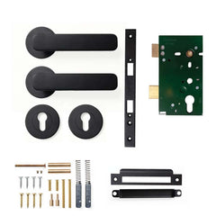 Momo Aspen Lever Mortice Entrance Set - Matt Black