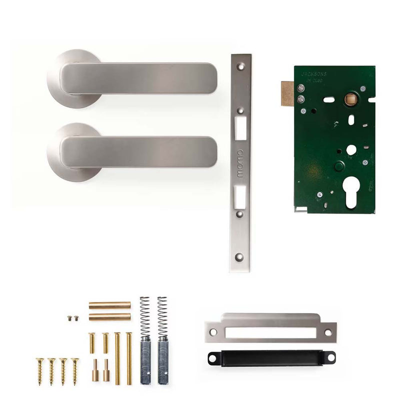 Momo Aspen Lever Mortice Passage Set - Dull Brushed Nickel