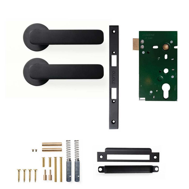 Momo Aspen Lever Mortice Passage Set - Matt Black