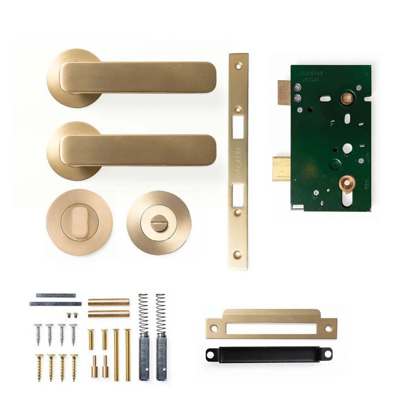 Momo Aspen Lever Mortice Privacy Set - Brushed Satin Brass