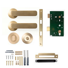 Momo Aspen Lever Mortice Privacy Set - Brushed Satin Brass
