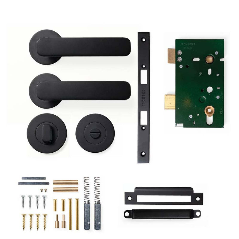 Momo Aspen Lever Mortice Privacy Set - Matt Black
