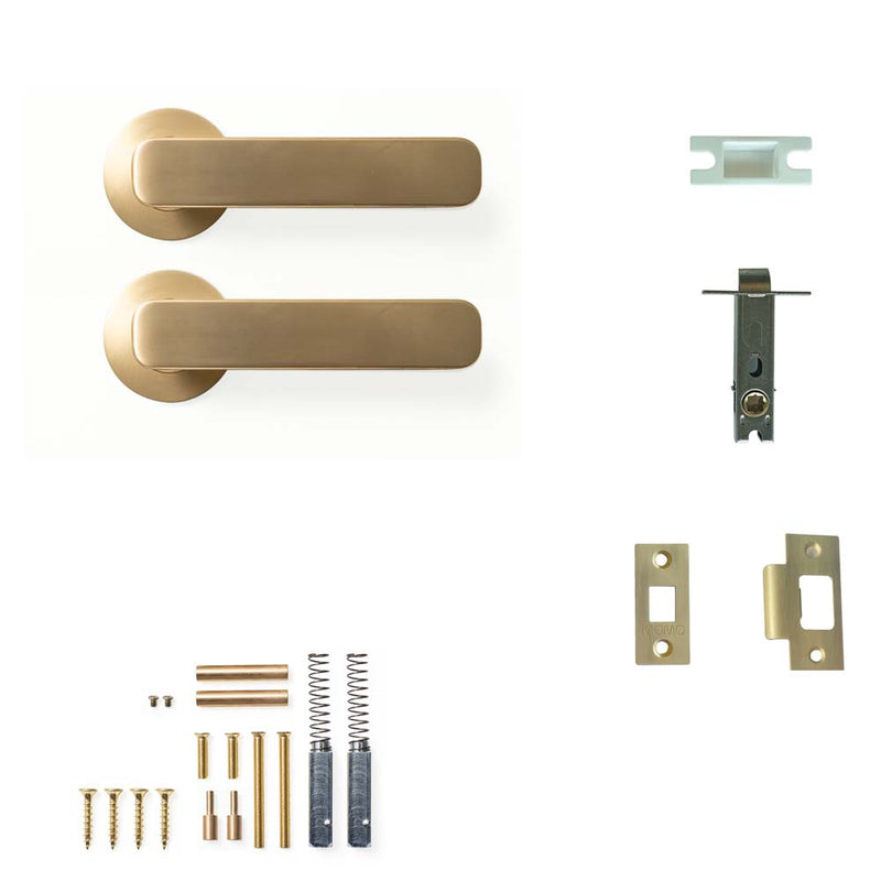 Momo Aspen Lever Tubular Latch Passage Set - Brushed Satin Brass