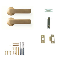 Momo Aspen Lever Tubular Latch Passage Set - Brushed Satin Brass