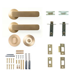 Momo Aspen Lever Tubular Latch Privacy Set - Brushed Satin Brass