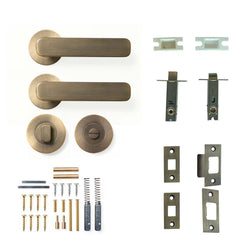 Momo Aspen Lever Tubular Latch Privacy Set - Dark Brushed Brass