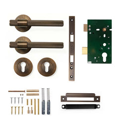 Momo Belgravia Knurled Lever Mortice Entrance Set - Bronze