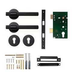 Momo Belgravia Knurled Lever Mortice Entrance Set - Matt Black