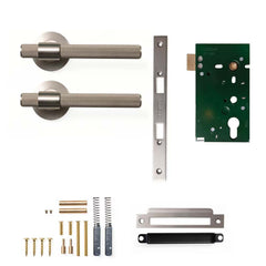 Momo Belgravia Knurled Lever Mortice Passage Set - Dull Brushed Nick