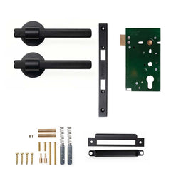 Momo Belgravia Knurled Lever Mortice Passage Set - Matt Black