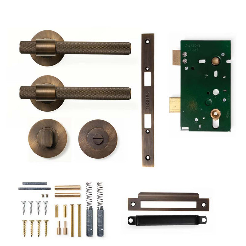Momo Belgravia Knurled Lever Mortice Privacy Set - Bronze