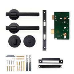 Momo Belgravia Knurled Lever Mortice Privacy Set - Matt Black