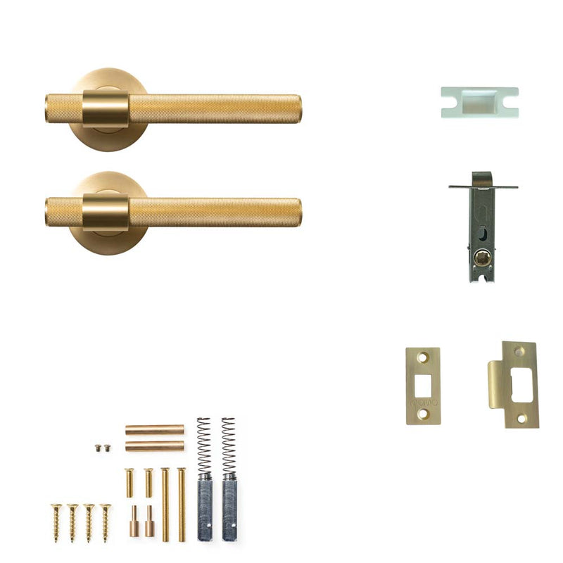 Momo Belgravia Knurled Lever Tubular Latch Passage Set - Brushed Sat