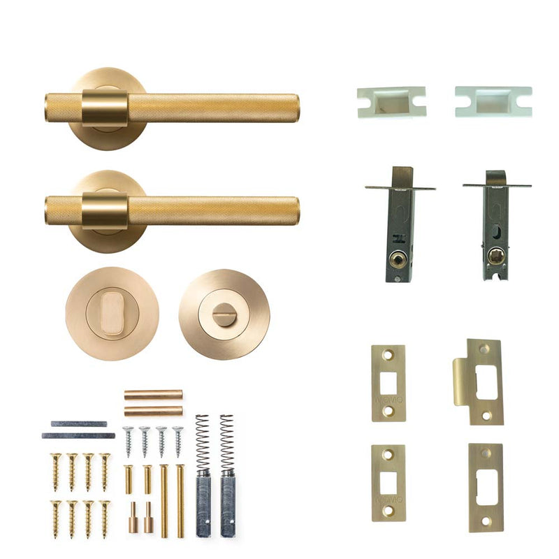 Momo Belgravia Knurled Lever Tubular Latch Privacy Set - Brushed Sat