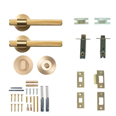 Momo Belgravia Knurled Lever Tubular Latch Privacy Set - Brushed Sat