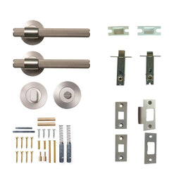 Momo Belgravia Knurled Lever Tubular Latch Privacy Set - Dull Brushe