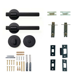 Momo Belgravia Knurled Lever Tubular Latch Privacy Set - Matt Black