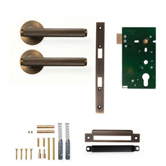Momo Bellevue Knurled Lever Mortice Passage Set - Bronze