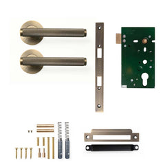 Momo Bellevue Knurled Lever Mortice Passage Set - Dark Brushed Brass