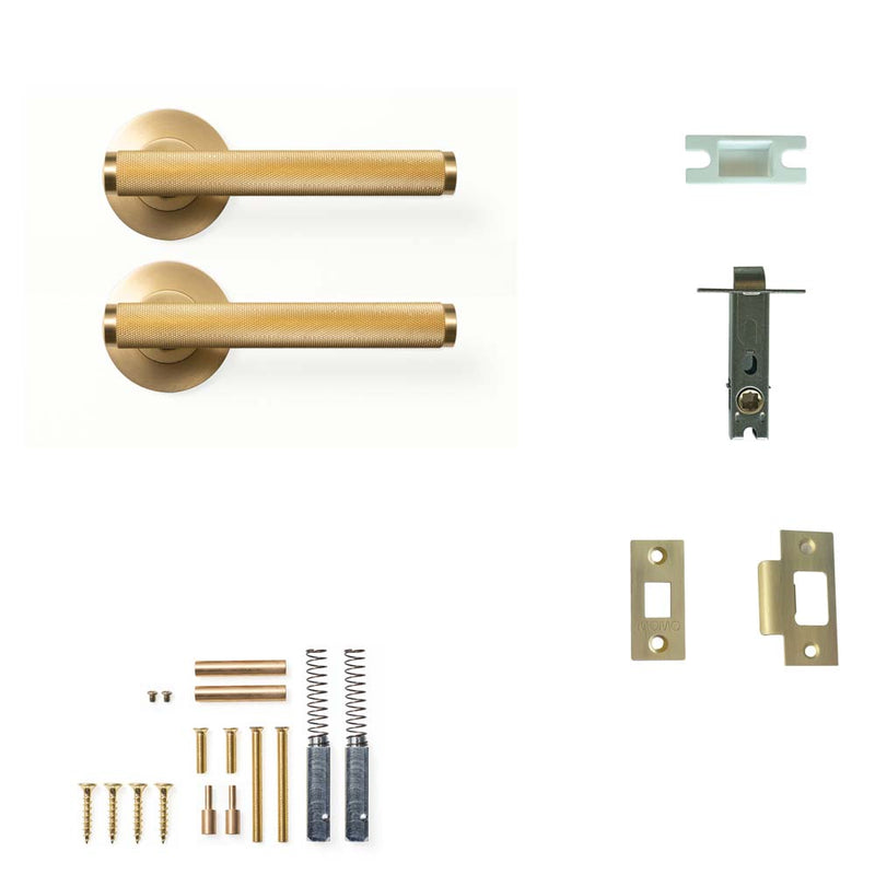Momo Bellevue Knurled Lever Tubular Latch Passage Set - Brushed Sati