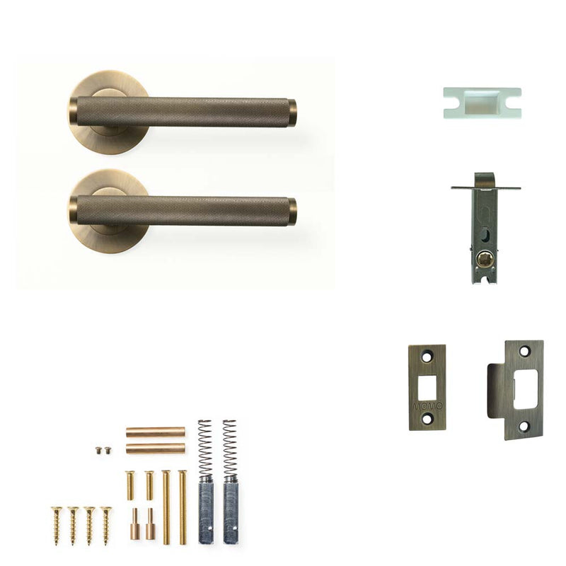 Momo Bellevue Knurled Lever Tubular Latch Passage Set - Dark Brushed