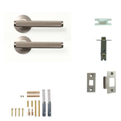 Momo Bellevue Knurled Lever Tubular Latch Passage Set - Dull Brushed