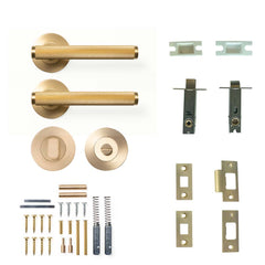 Momo Bellevue Knurled Lever Tubular Latch Privacy Set - Brushed Sati