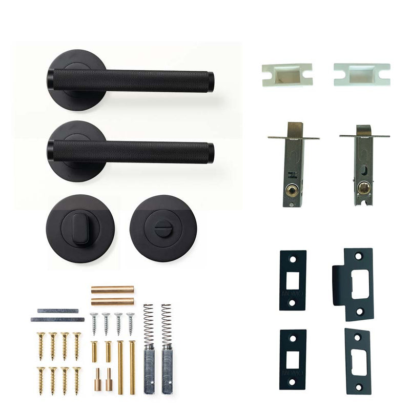 Momo Bellevue Knurled Lever Tubular Latch Privacy Set - Matt Black