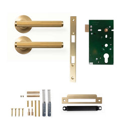 Momo Bellevue Lined Lever Mortice Passage Set - Brushed Satin Brass