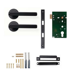 Momo Bellevue Lined Lever Mortice Passage Set - Matt Black
