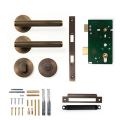 Momo Bellevue Lined Lever Mortice Privacy Set - Bronze