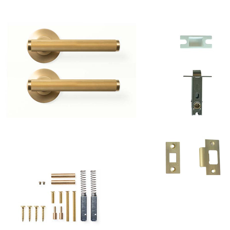 Momo Bellevue Lined Lever Tubular Latch Passage Set - Brushed Satin