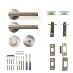 Momo Bellevue Lined Lever Tubular Latch Privacy Set - Dull Brushed N