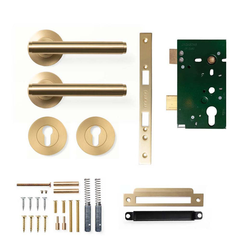 Momo Bellevue Plain Lever Mortice Entrance Set - Brushed Satin Brass