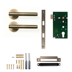 Momo Bellevue Plain Lever Mortice Passage Set - Dark Brushed Brass