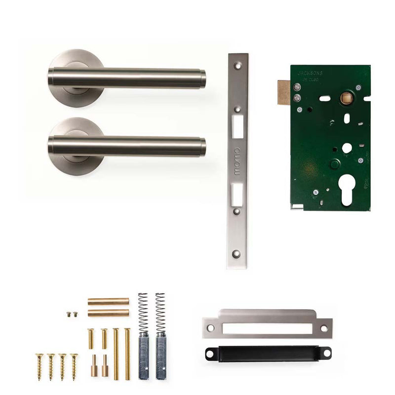 Momo Bellevue Plain Lever Mortice Passage Set - Dull Brushed Nickel