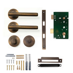 Momo Bellevue Plain Lever Mortice Privacy Set - Bronze