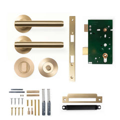 Momo Bellevue Plain Lever Mortice Privacy Set - Brushed Satin Brass