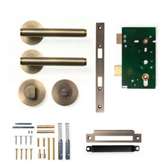 Momo Bellevue Plain Lever Mortice Privacy Set - Dark Brushed Brass