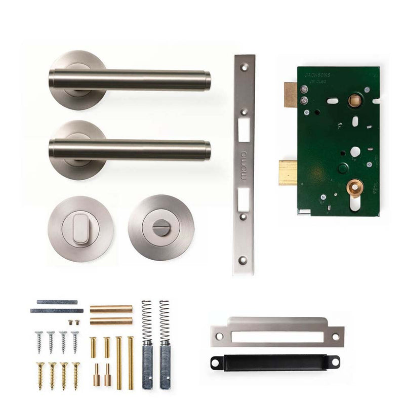 Momo Bellevue Plain Lever Mortice Privacy Set - Dull Brushed Nickel
