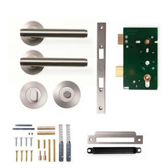 Momo Bellevue Plain Lever Mortice Privacy Set - Dull Brushed Nickel