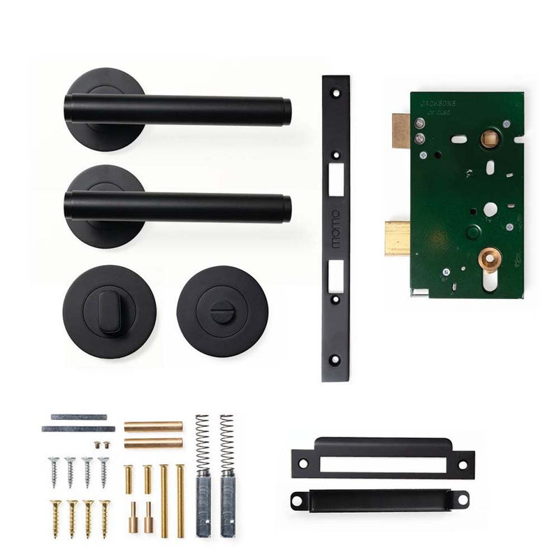 Momo Bellevue Plain Lever Mortice Privacy Set - Matt Black