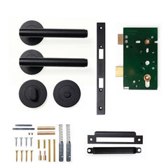 Momo Bellevue Plain Lever Mortice Privacy Set - Matt Black