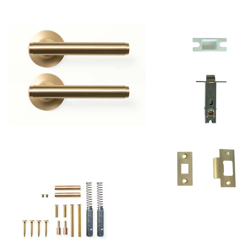 Momo Bellevue Plain Lever Tubular Latch Passage Set - Brushed Satin