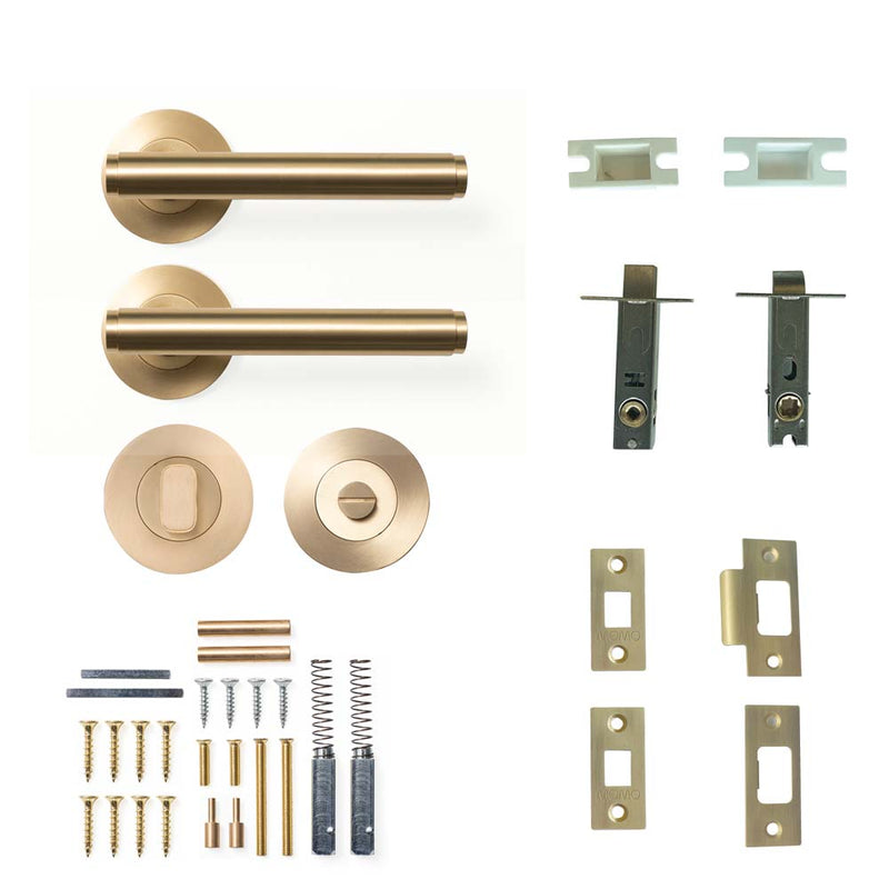 Momo Bellevue Plain Lever Tubular Latch Privacy Set - Brushed Satin
