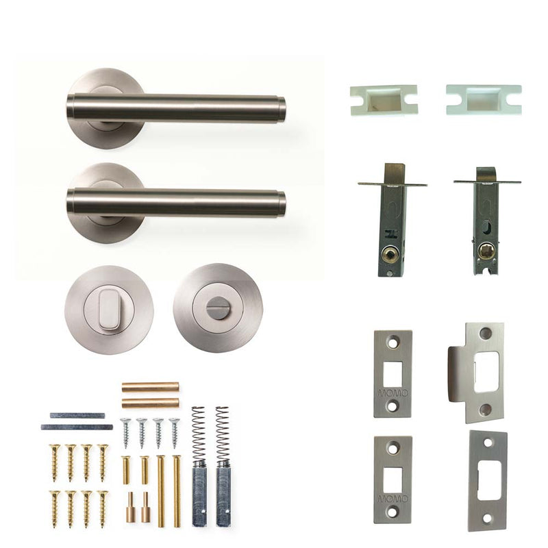 Momo Bellevue Plain Lever Tubular Latch Privacy Set - Dull Brushed N